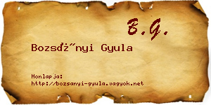 Bozsányi Gyula névjegykártya